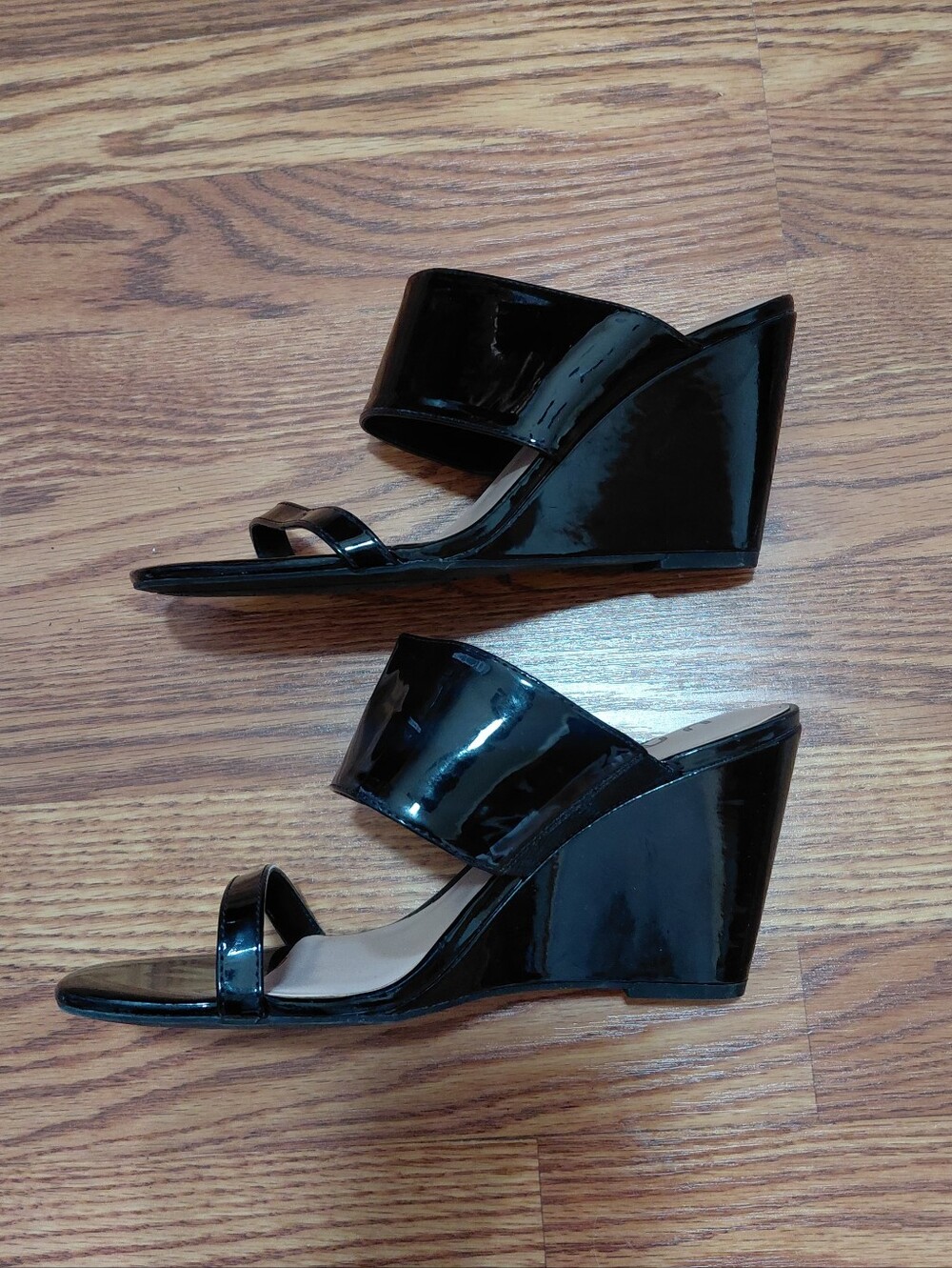 Unisa Chunky Wedge Sandals Women Size 9 Black Flip Flop Slip On Open Toe Sandal
